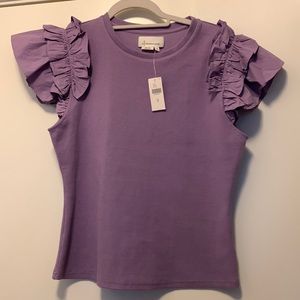 NWT Anthropologie Womens Ruffled Shoulder Top
